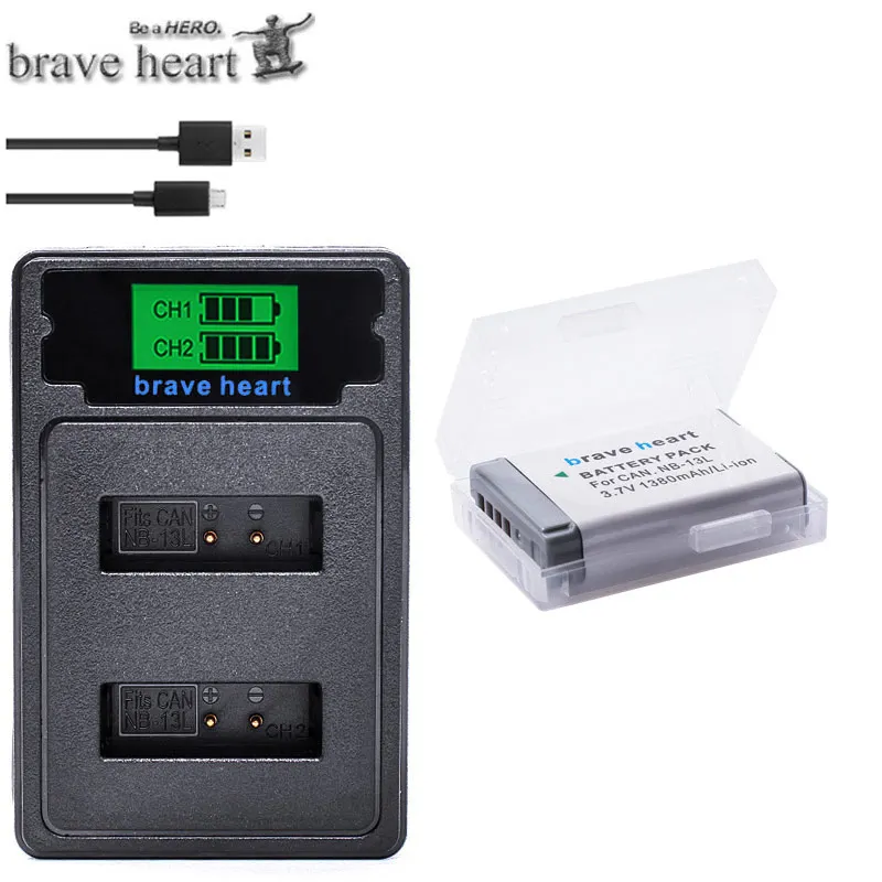 charger and 1battery 3x NB-13L NB 13L NB13L батарея+ ЖК двойной зарядное устройство для Canon PowerShot G5 X G5X G7 X Mark II G7X G9 X G9X SX720 HS - Цвет: charger and 1battery