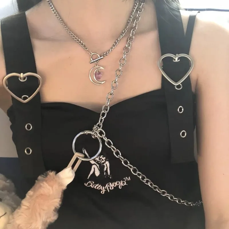 

HebeDeer Moon Necklaces Jewelry Lovers Heart Trendy Girl Silver Color Trendy Necklace Chain Women Kpop Collares Collier
