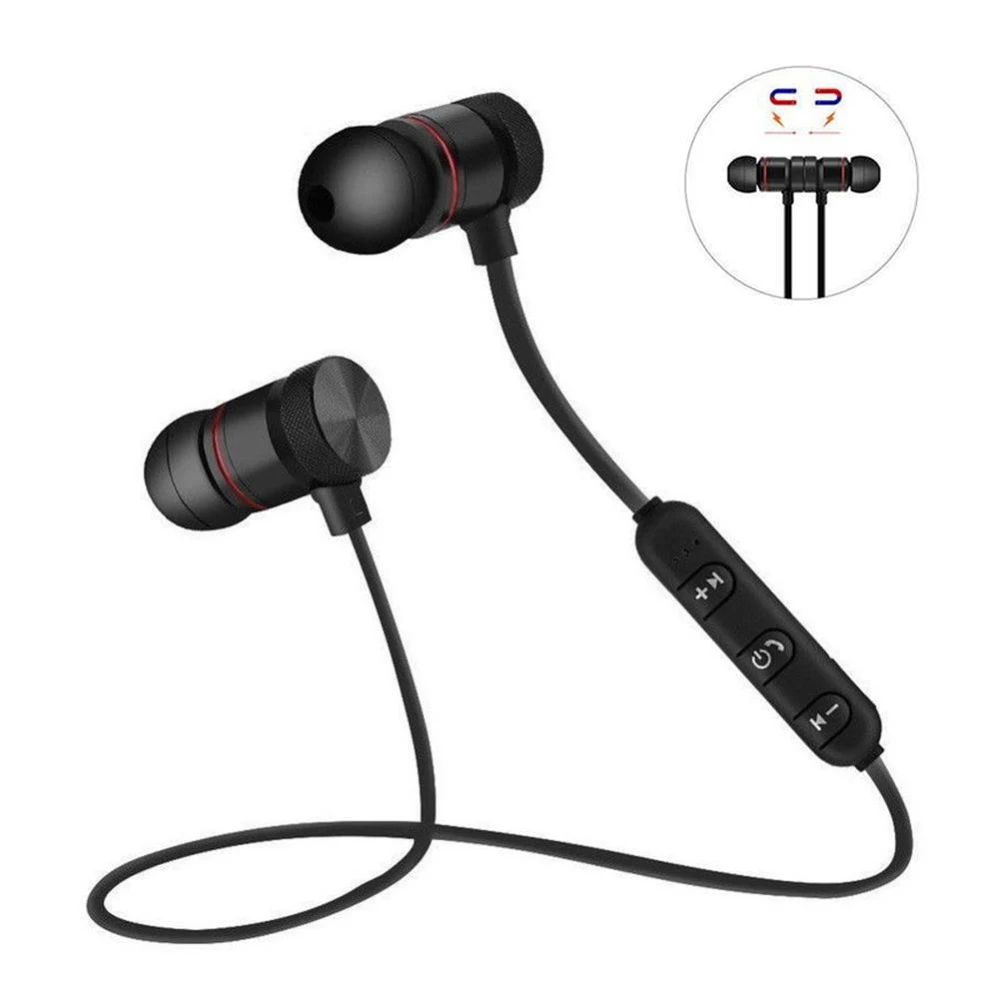 Беспроводные Bluetooth наушники Металлические Магнитные стерео спортивные басы Беспроводная гарнитура наушники с микрофоном наушники для всех телефонов