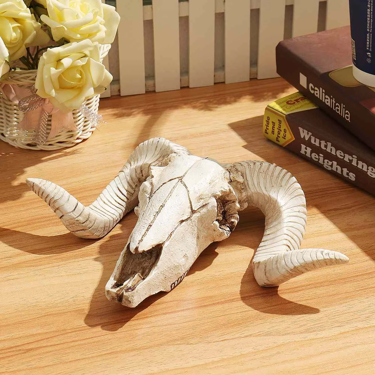 Украшения Овцы из полимера Голова Череп Настенный 3D скульптура Животных Фигурки ремесла рога козла домашний декор