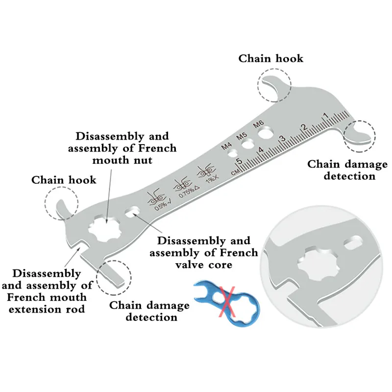 6 в 1 многофункциональная велосипедная цепь крючок замеры Checker индикатор износа