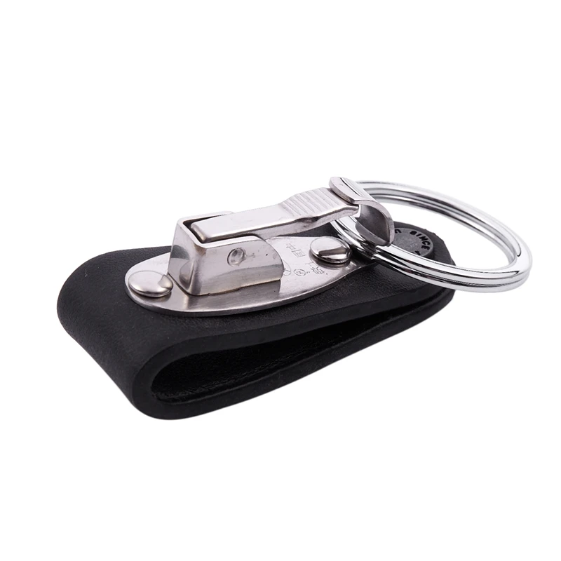 

Stainless Steel Keyring Design Faux Leather Belt Loop Key Chain
