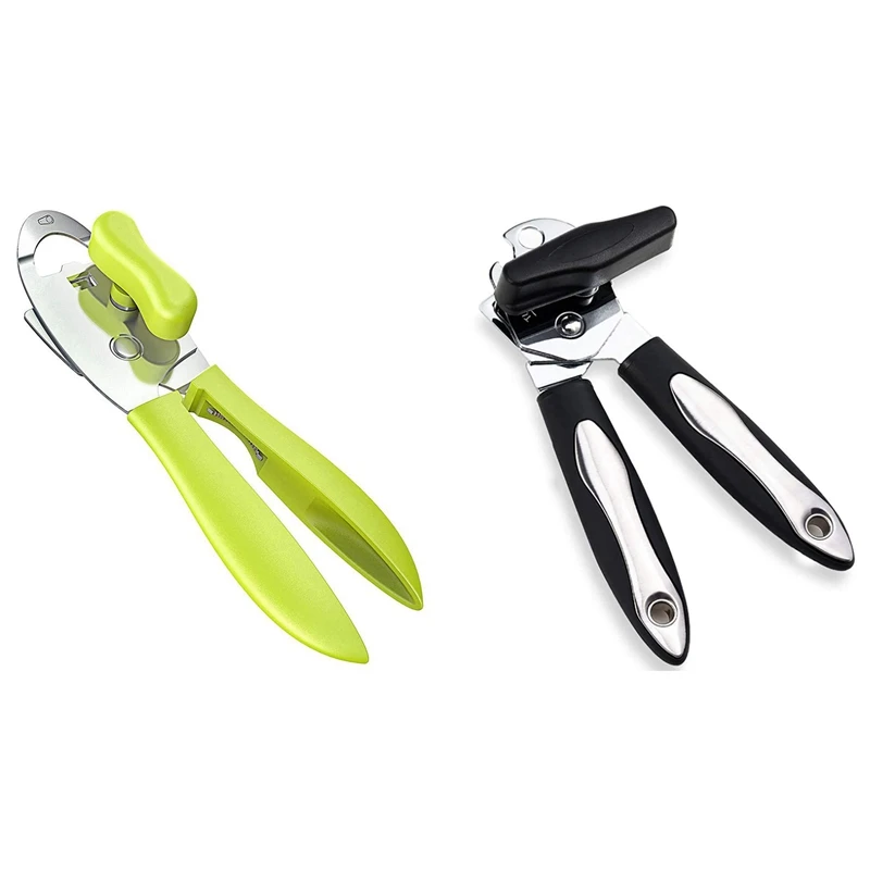 

New 2 Pcs Manual Can Opener Classic Multifunction Can Opener, Green & Black
