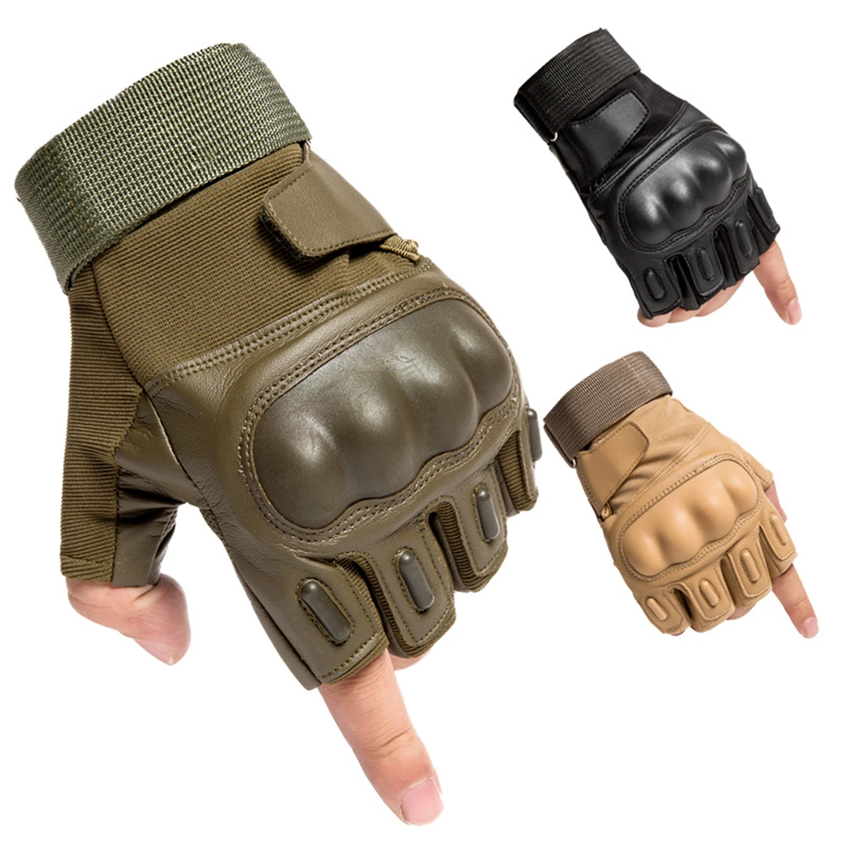 

Tactical sports hard knuckle half finger gloves men's army military combat hunting shooting air gun paintball policing Cycling