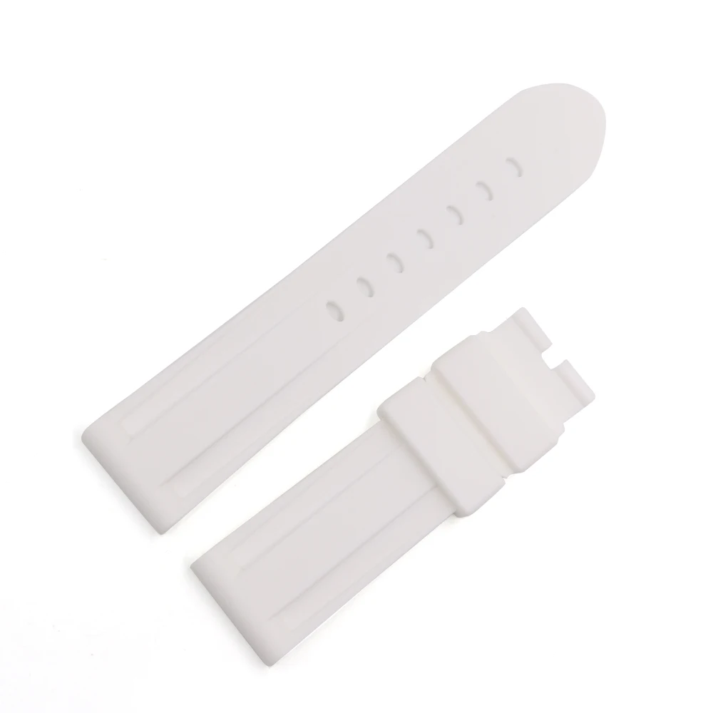 CARLYWET 22 24mm Black White Brown High Quality Waterproof Silicone Rubber Replacement Watch Band Loop Strap For Panerai Luminor