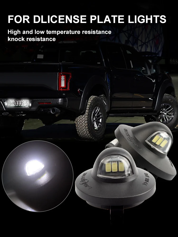 

2pcs License Plate Light 12V 3LED 6000K for Ford F150 F250 F350 LED License Plate Frame Lamp Assembly Replacement