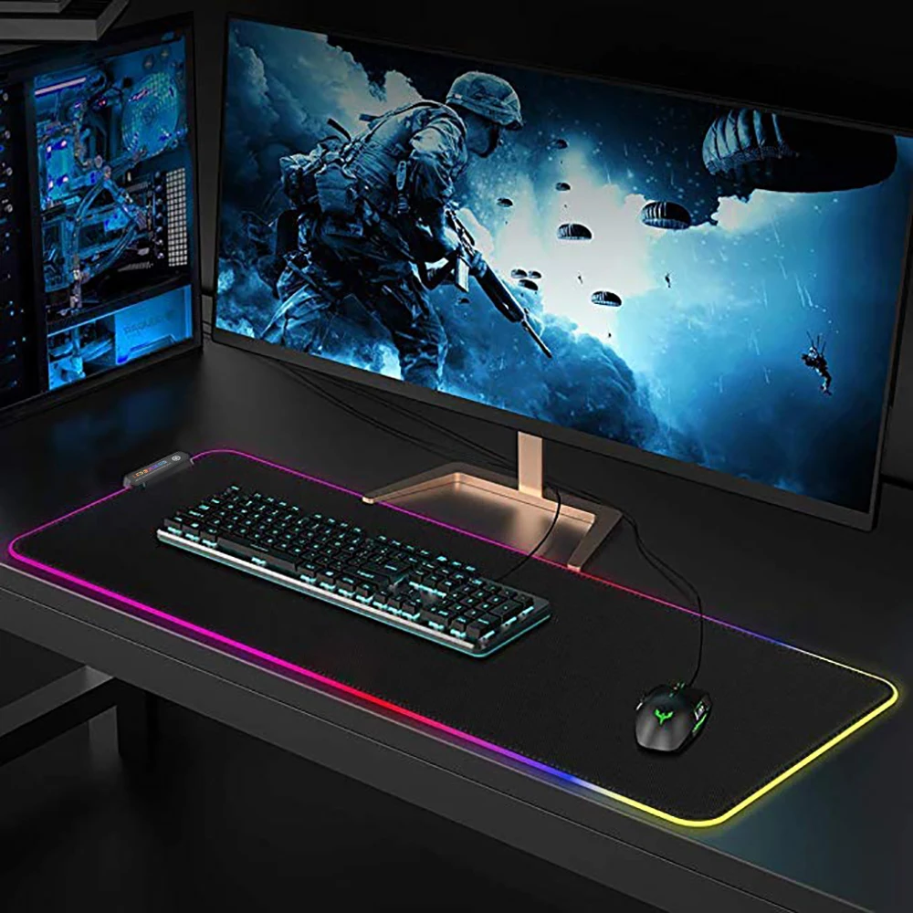 RGB мягкий игровой коврик для мыши труба негабаритный светодиодный расширенный