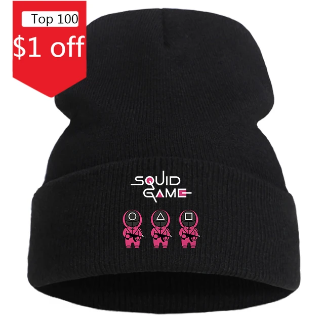 Korean Fashion Squid Game 067 Soldier Spopular Triangle Series Creative Knitted Hats Winter Warm cap Winter hat 