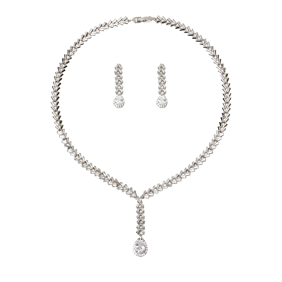 RLOPAY Классические Медные Ювелирные наборы для женщин прозрачный AAA кубический