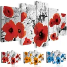 Современная Картина на холсте с цветами Алая плакат контрастный черный и белый фон желтый синий красный 3 цвета Настенная картина