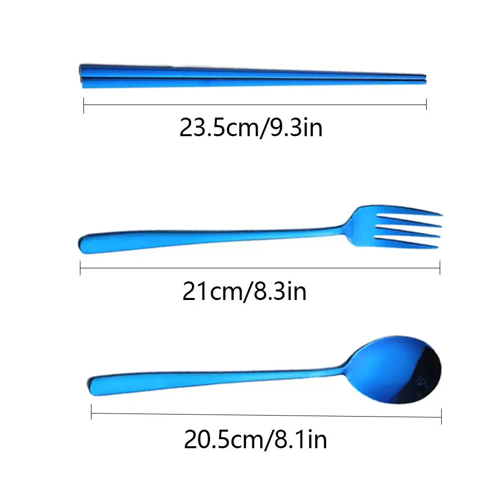 

Portable Stainless Steel 304 Tableware Set Gold-Plated Spoon Chopstick and Fork