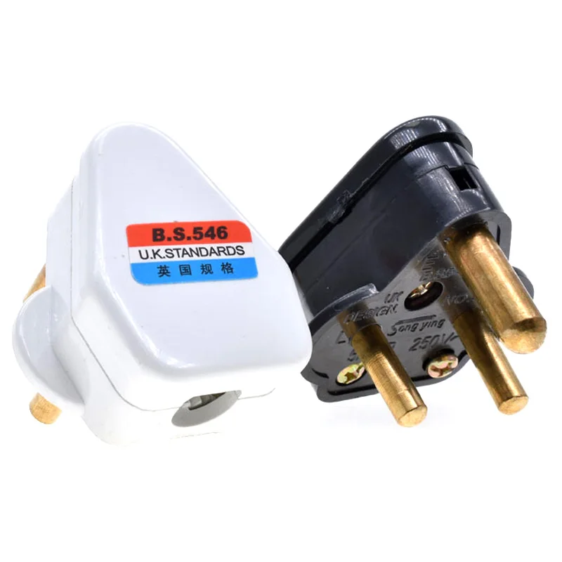 

New 5A 15A India South africa Wiring power cord plug BS546 removable cable Connector Detachable power plug Type M/D White Black