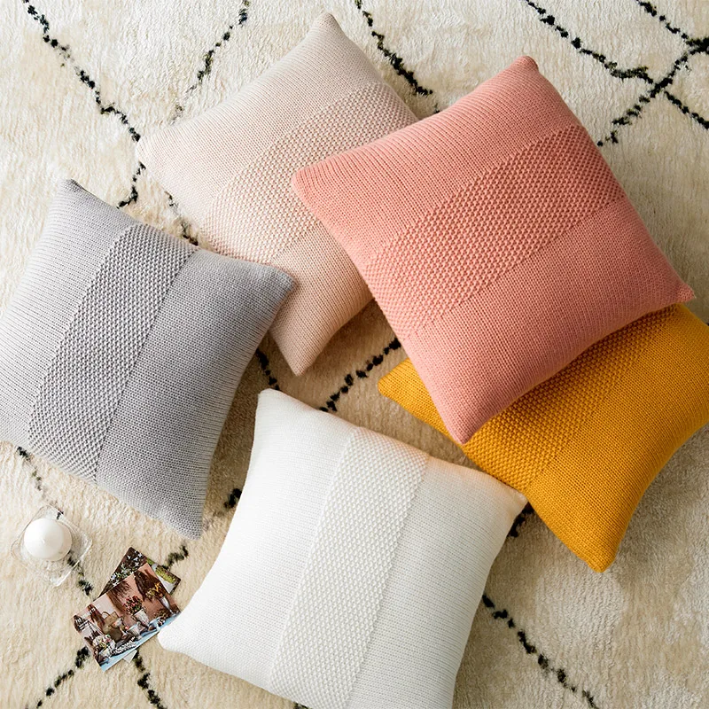Наволочка DUNXDECO Декоративная Подушка Чехол вязаный современный простой диван