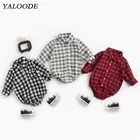 Комбинезон YALOODE для новорожденных девочек, весенний, клетчатый, с длинным рукавом