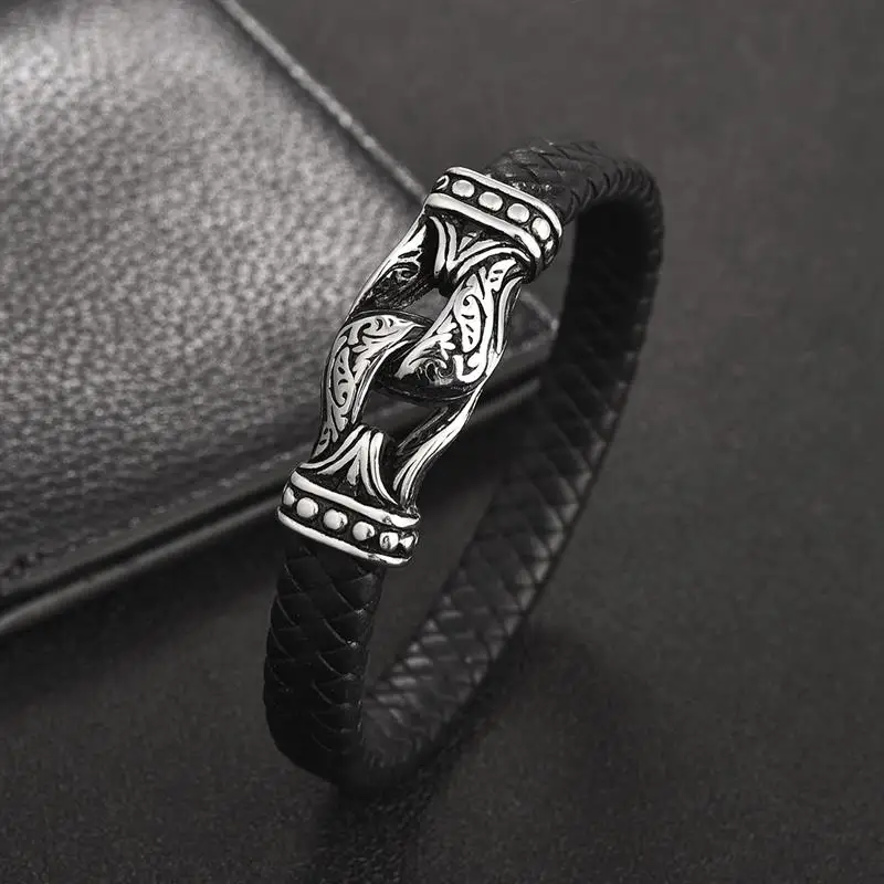 Винтажные тотемные соединители для замка из нержавеющей стали мужчин кожаный