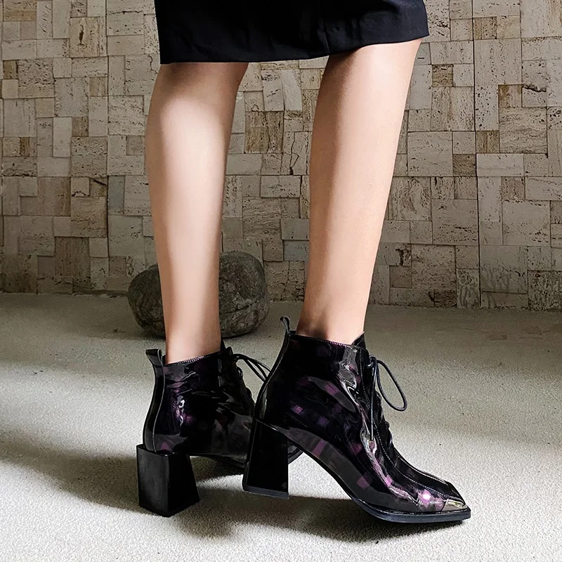 

ladies elegant print leather chelsea boots autumn winter high heels prom dancing shoes woman new women ankle boots shoes woman