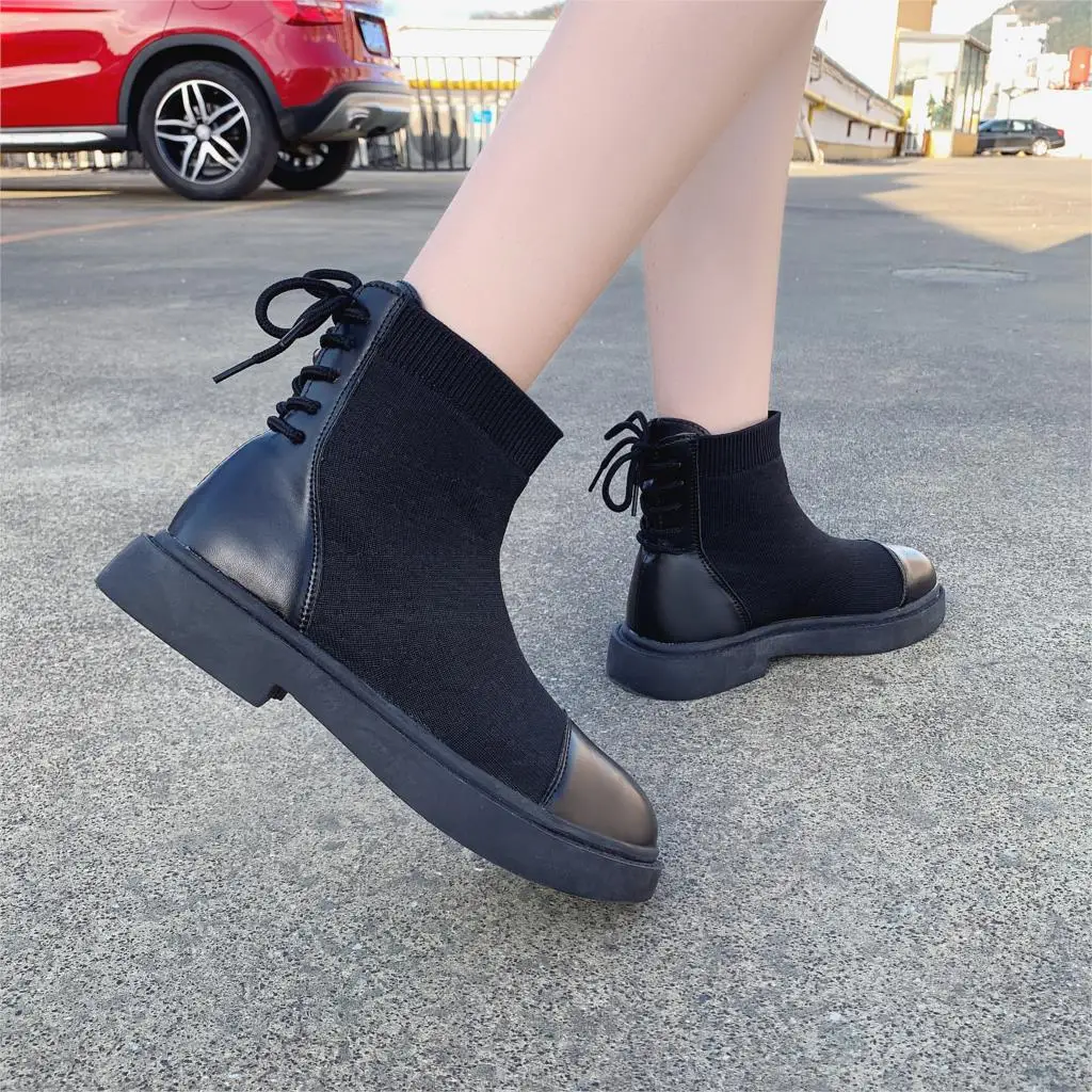 2019 Новые Модные Ботинки martin из эластичной ткани сезон осень-зима женские носки на