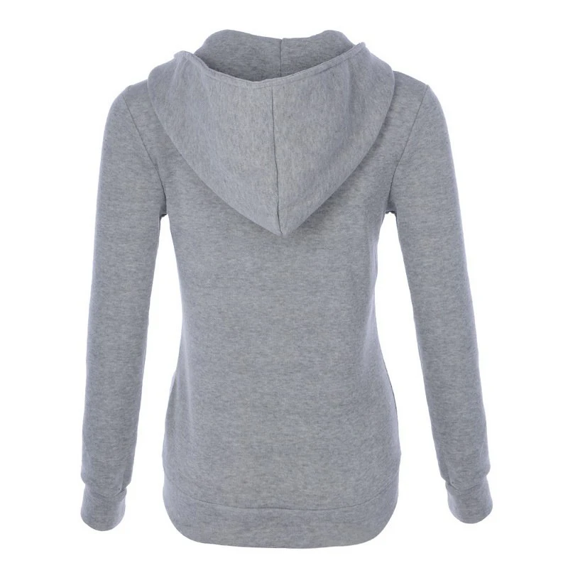 

Classic Casual Women Hoodies High Collar Zipper Hooded Sweatshirts Solid Long Sleeve Pockets Female Outerwear