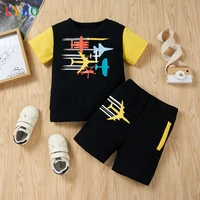 2021 summer boys and girls clothes set 2 pcs t shirt shorts pants teen outfits 4 to 9 years short sleeves kids clothing suits