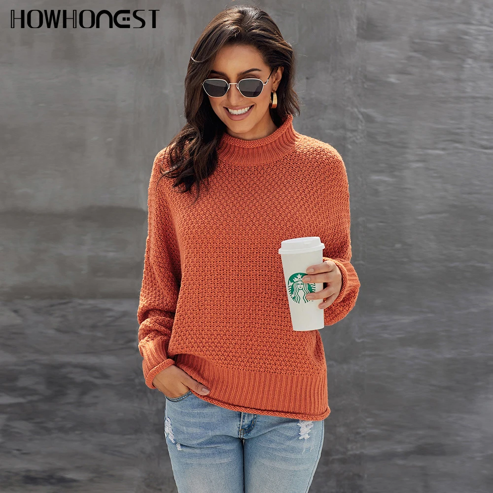 

Women's Sweater Fashion Pullovers Long Sleeve Knitted Vintage Winter Loose Oversized Turtleneck Korean Female Sweaters Shirt