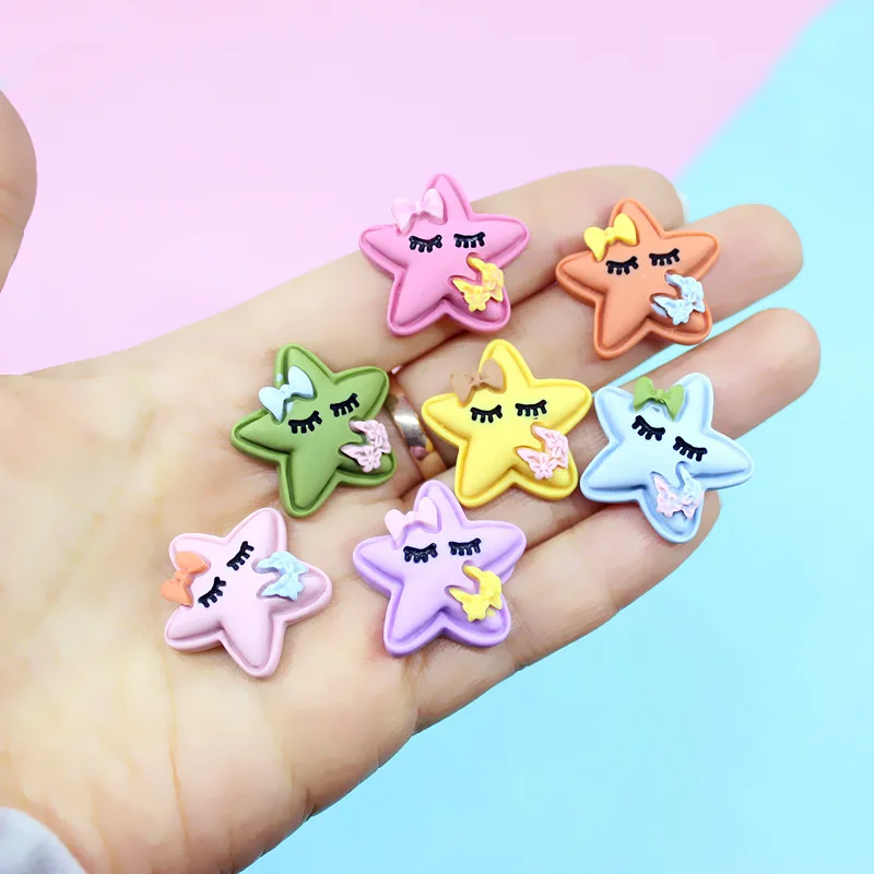 10 шт./лот кавайная звезда с плоским основанием Кабошон из смолы для детей банты