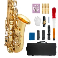 new alto eb tune saxophone brass gold lacquer sax with case mouthpiece 2 5 alto saxophone reeds cork strap brush gloves case