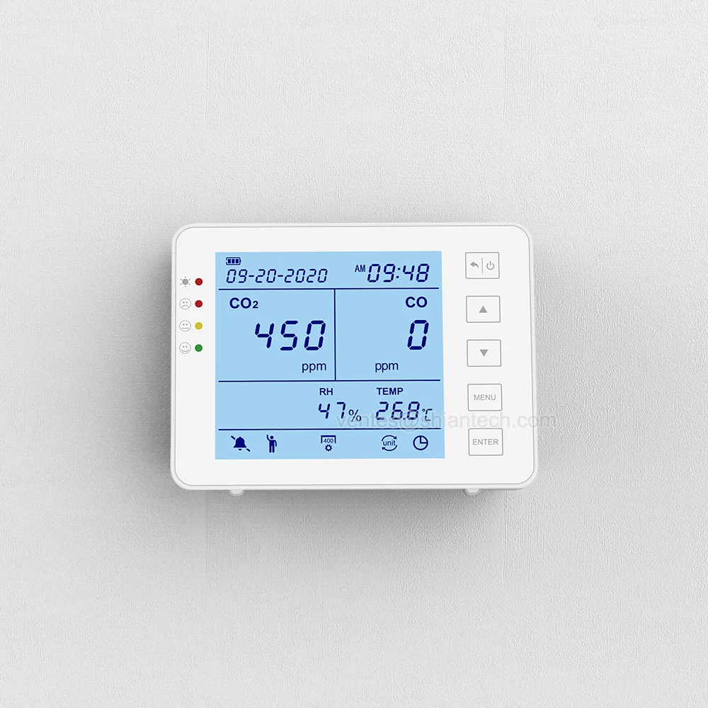 

CO/CO2 gas detector, home gas leak alarm sniffer monitor with Max/Min value monitoring