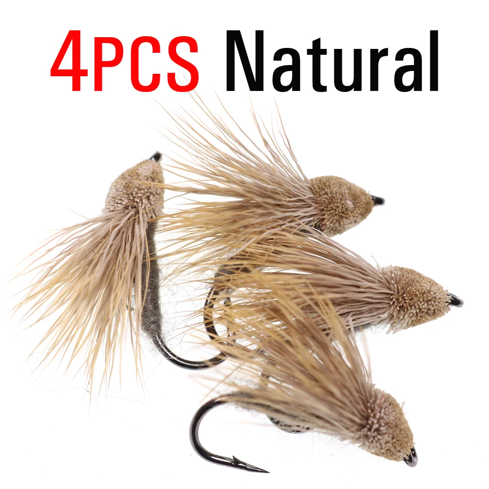 Natural 4pcs ICERIO 4 шт. крючок для завязывания мух Цикада волосы оленя Кузнечик сухие мухи форель бас Рыбалка муха плавающая приманка приманки - Цвет: Natural 4pcs