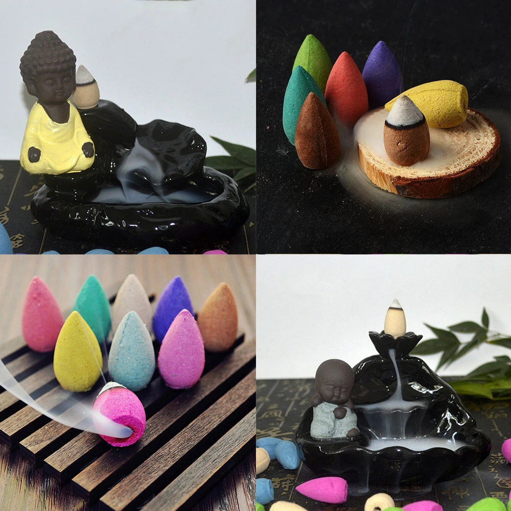 

200Pcs Backflow Incense Cones Natural Tower Incense Sandalwood Reflux Incense For Tea House Meditation Colored Smoke Incense