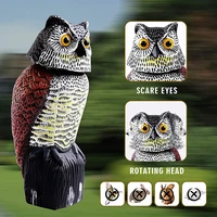 realistic scarecrow owl bird scarer plastic with rotating head and sound for garden yard bird repellent outdoor pest control