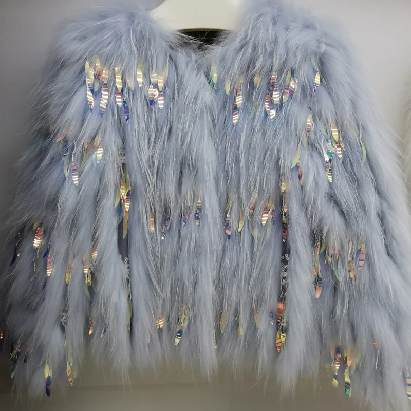 2022 Natural Fur Women Coat Soft Real Fur Coats Raccoon Jackets Female Plush Beading Overcoat Outerwear real fox fur coat