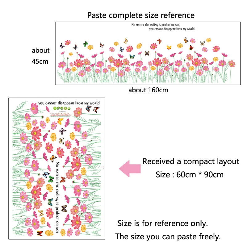 Настенная 3D наклейка-основание с розовыми маленькими цветами водостойкая