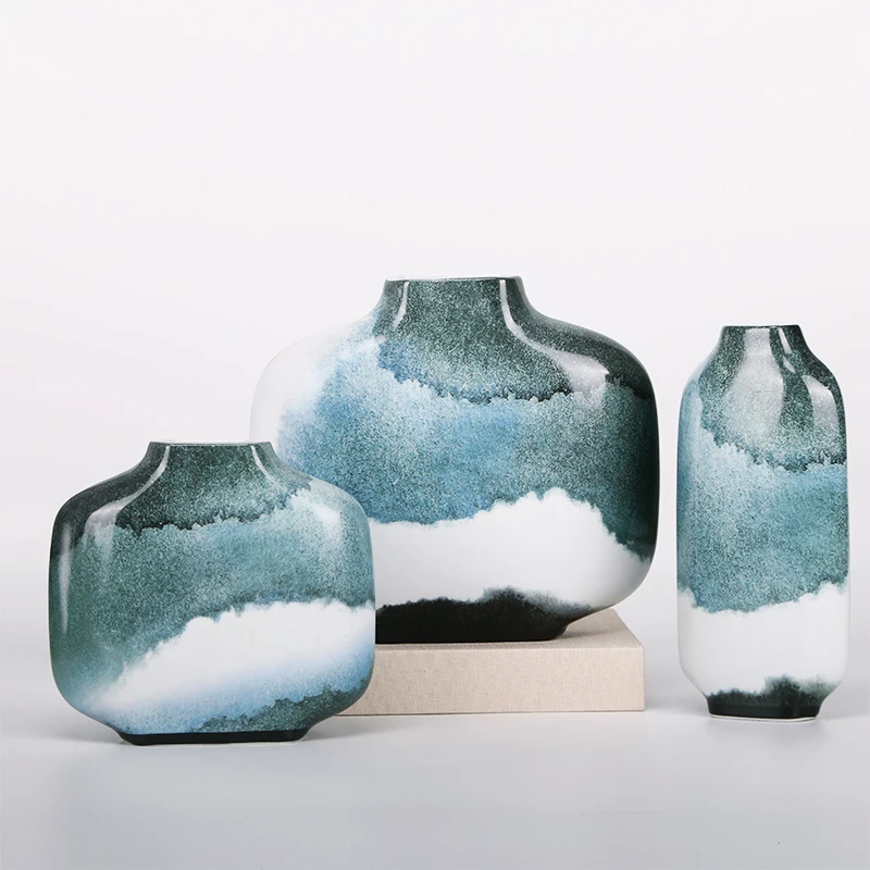 

Роскошная креативная ваза в скандинавском стиле Минималистичная керамика декор для ванной комнаты в стиле Инди винтажные офисные аксессуа...