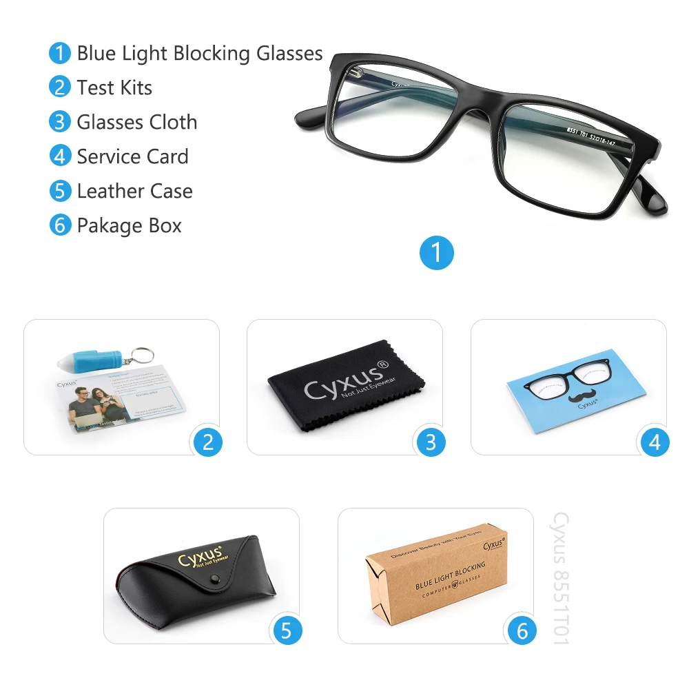 Очки компьютерные Cyxus с защитой от сисветильник для глаз прозрачными линзами