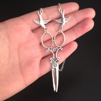 new large swallow scissor pendant necklace for women goth gothic steampunk accessories victorian retro charms jewelry