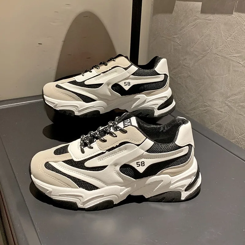 

Кроссовки женские на платформе, дизайнерские легкие, массивные, белые, черные, Осень-зима