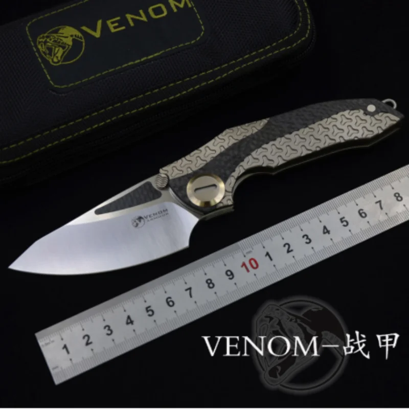 

Kevin VENOM ARMOR Folding M390 Blade Titanium Outdoor Camping Hunting Survival Pocket Kitchen Fruit Knife EDC Tool Knives