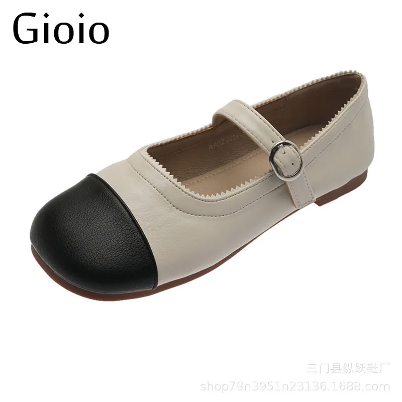 Gioio English style leather shoes lady loafer flat loafer Spring and Autumn 2021 Women's Causal muller single shoe