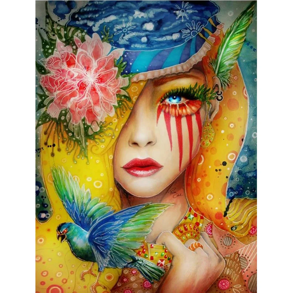 Алмазная 3D картина сделай сам абстрактная маслом искусство птица женщина цветок