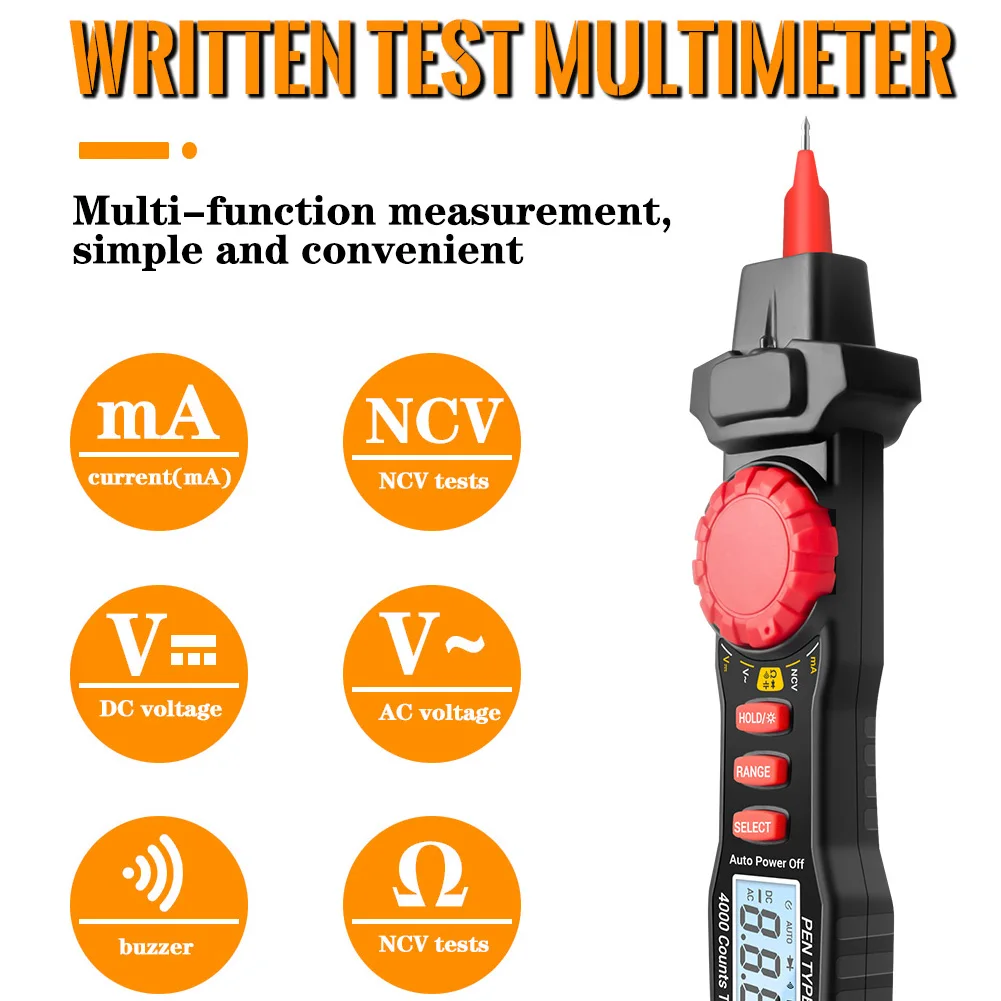 

ANENG A3004 Multimeter Pen Type Meter 4000 Counts Non Contact AC/DC Voltage Resistance Capacitance Diode Continuity Tester Tool