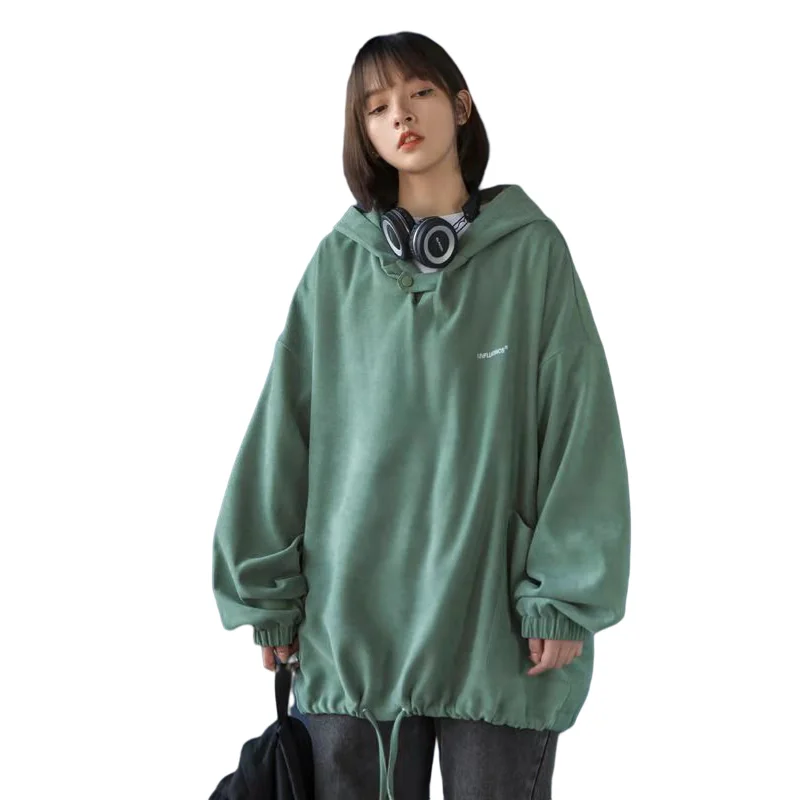 

With Hat Hoodies Women Lacing Letter Printed Ins Designer Spring Sweatshirts Female Loose BF Korean Style Hip Hop Leisure Tops