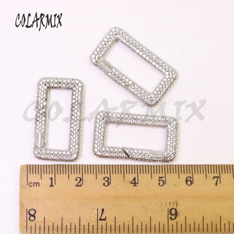 

5pcs Rectangle zircon clasp pendants Clip lock jewelry accessories for jewelry making mix colors fashion jewels for women 50942