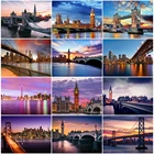 Алмазная вышивка с квадратным мостом, 5D картина с изображением города, пейзаж Стразы