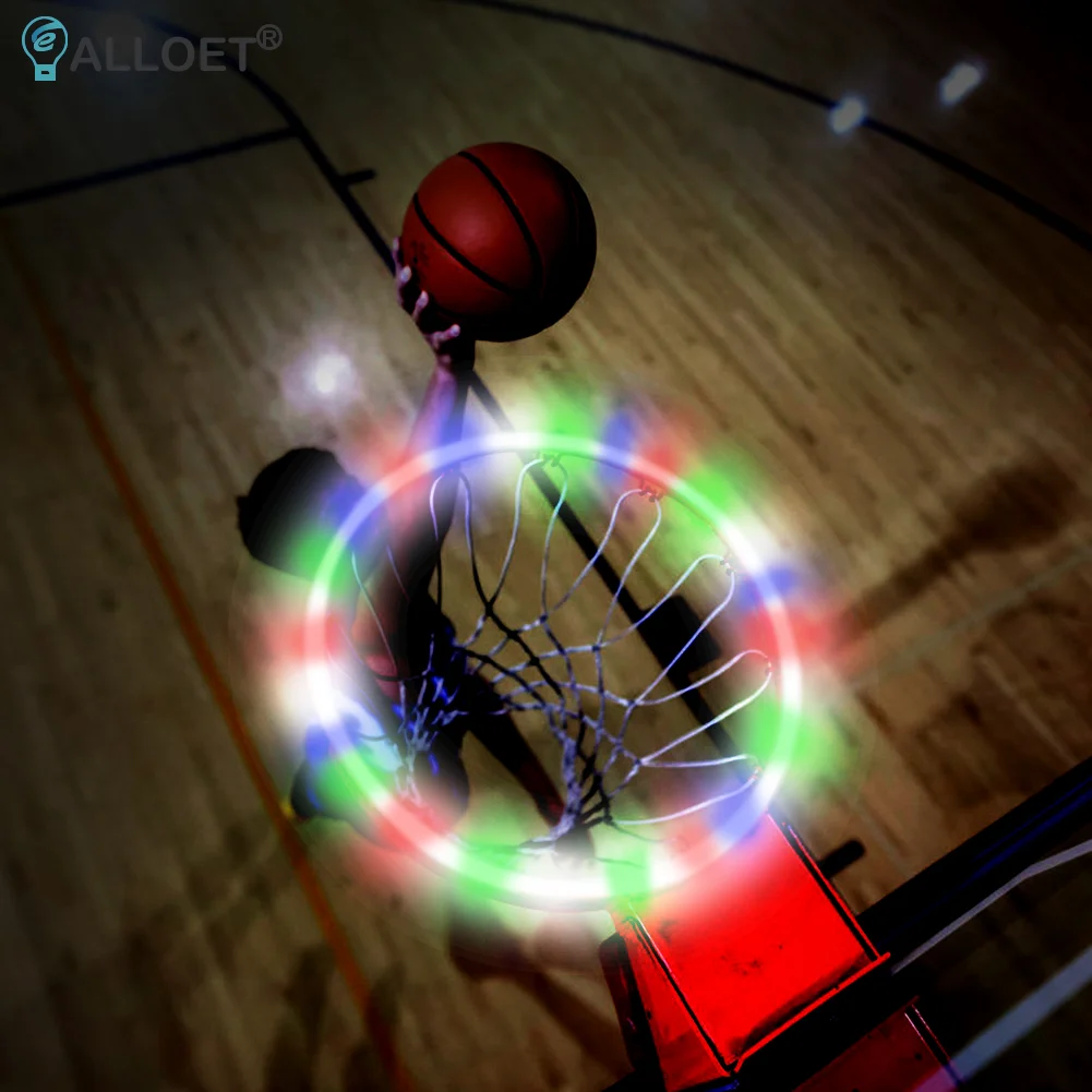 

ABS LED Colorful Basketball Frame Hoop Rim Lights Solar Energy Induction Discoloration Lamp Strips Flashing Lighting