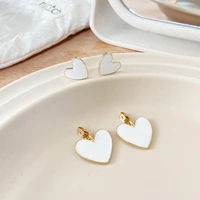 yw gairu new creative simple fashion temperament womens jewelry white double layer oil drop love earrings
