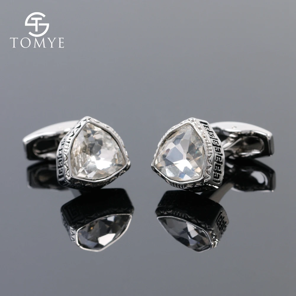 Мужской треугольник TOMYE с голубыми кристаллами Серебряный подарок XK19S142|Зажимы