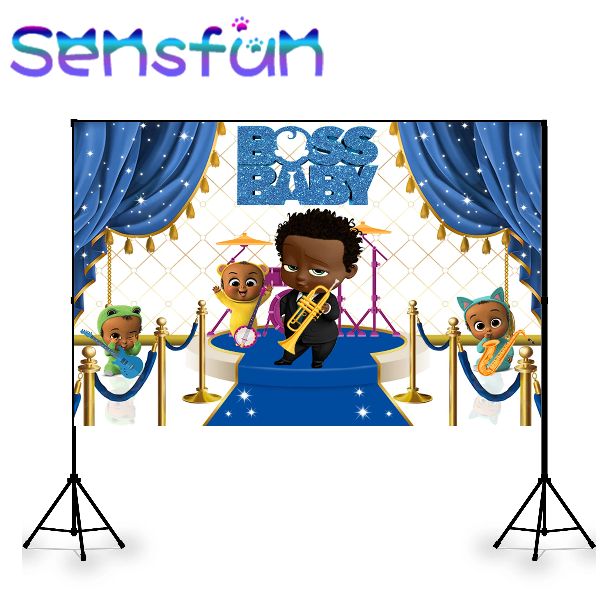 Фон с мультипликационным изображением босса ребенка на день рождения для