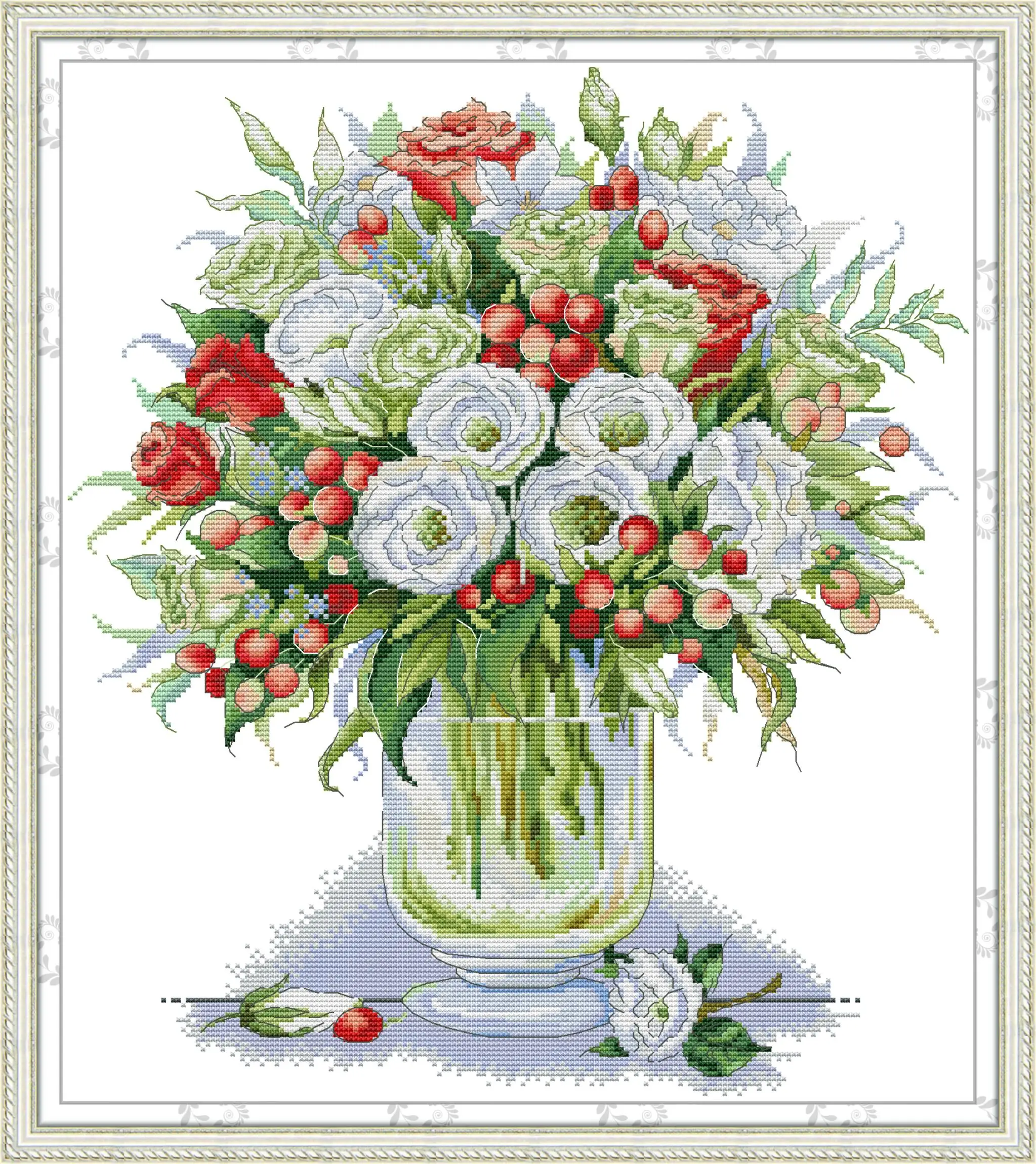 

Наборы для вышивки крестиком 14ct 11ct DMC «сделай сам», белые розы и красные розы