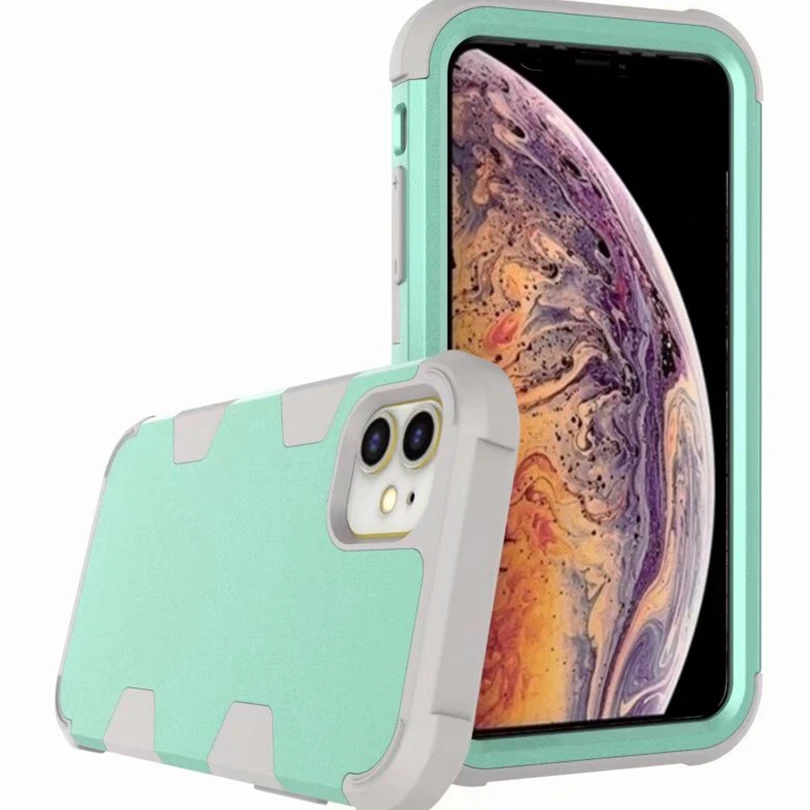 Для iPhone 6 6S 7 8 Plus X Xs Xr 11 Pro Max чехол двухслойный силиконовый Жесткий пластиковый
