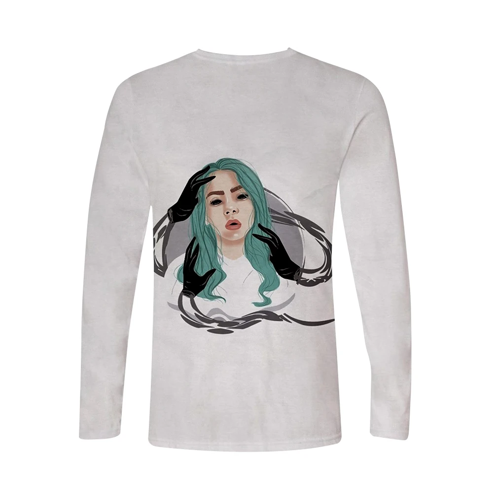 Поступление Billie Eilish 3D футболка для женщин и мужчин, футболки с длинным рукавом для девочек, Повседневная футболка Billie Eilish, футболки размера плюс, весенний Топ